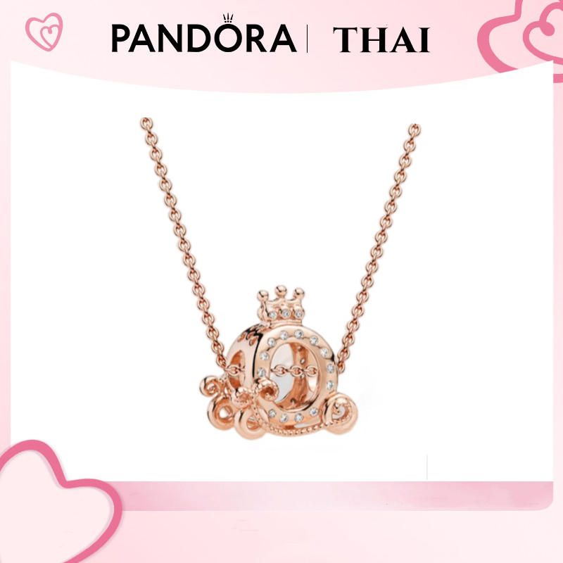 [ส่งจากกรุงเทพ]Pandora สร้อยคอ สร้อยคอพร้อมจี้ แฟชั่น Shining Crown Carriage Necklace ของขวัญสำหรับคนพิเศษ ของแท้ 100%