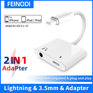 FEINODI Light-ing i- Phone ไปยังหูฟัง Aux Audio 3.5 มม. / อะแดปเตอร์แจ็คหูฟัง / ตัวแยกสัญญาณ / สายเคเบิล / ตัวเชื่อมต่อ / dongle i-pad เป็นไมโครโฟนเอียร์บัด / ตัวแปลง TRRS เข้ากันได้กับ i- Phone 14/13/12 Pro / 11/11 Pro รองรับ I- OS 15