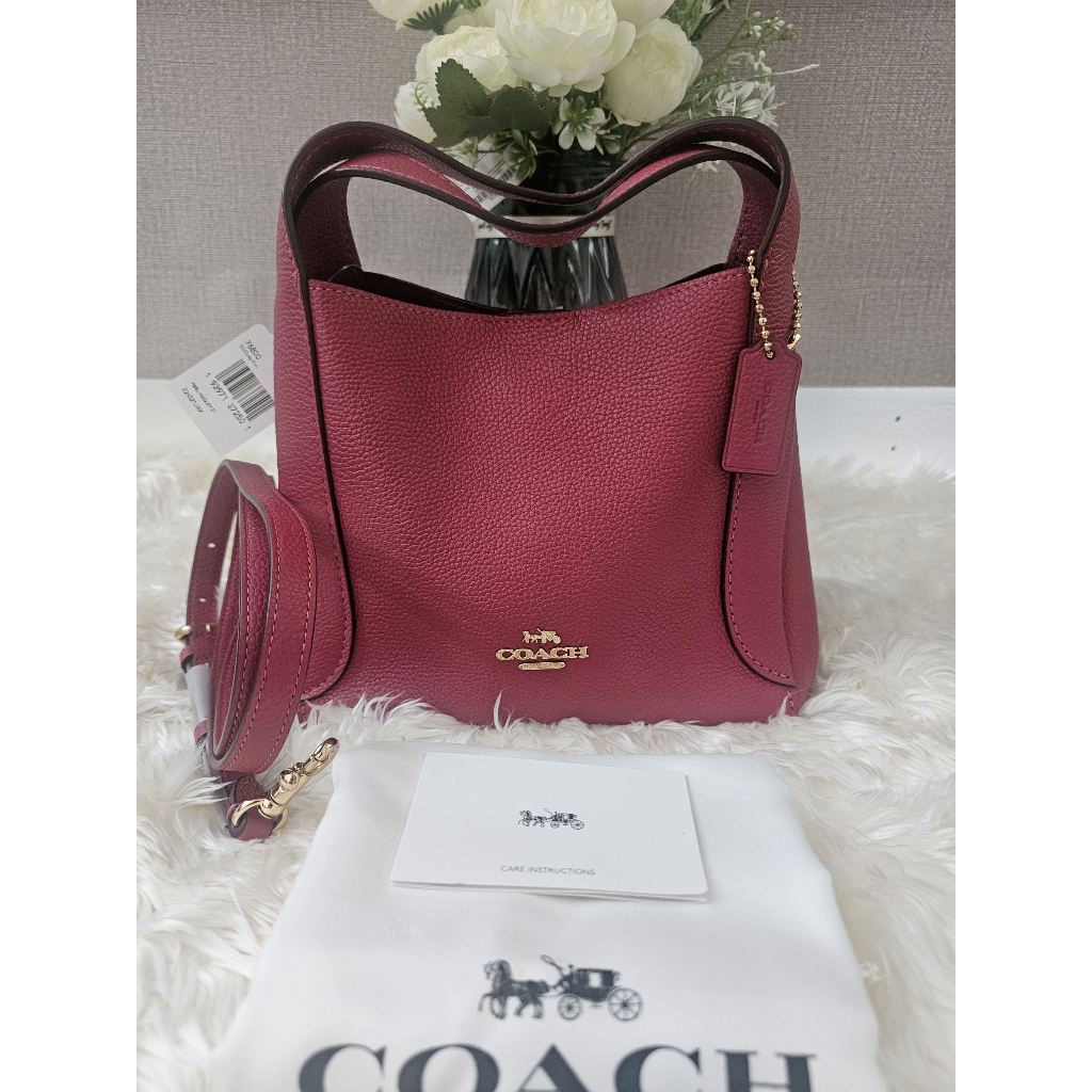 Coach Polished Pebble Leather Hadley Hobo 21 Dusty Pink/gold 78800 กระเป๋าโคช งานช็อป สีชมพู น่ารักห