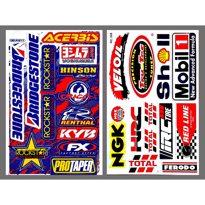 สติกเกอร์ชุดแต่งรถ 2 ชิ้น NGK Shell Mobil1 & บิสสโตน สีน้ำเงิน โลโก้ติดมอเตอร์ไซค์ บิ๊กไบค์ รถยนต์ หมวกกันน๊อค ติดโช๊ค