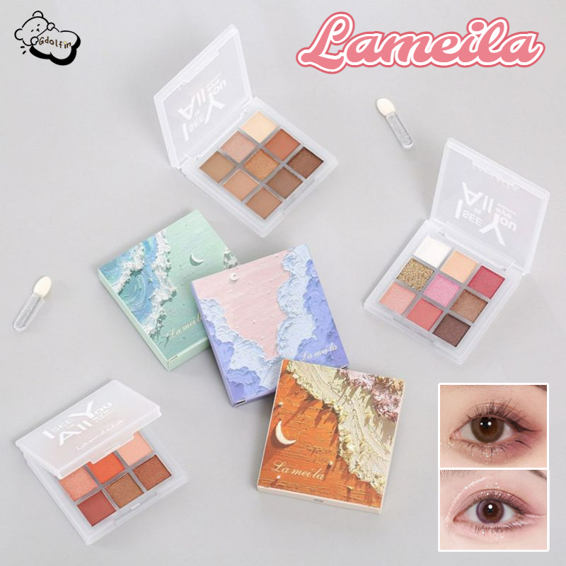 อายแชโดว์ทาตา 9 สี Lameila พาเลทอายแชโดว์ พาเลตอายแชโดว์กันน้ำ เนื้อใยไหม ประกายชิมเมอร์ อายแชโดว์พาเลท Eye shadow