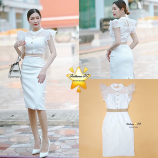 ♥️ M7 Rattana Dress เดรส แขนระบาย สีขาว เดรสออกงาน ชุดออกงาน ใส่ได้หลายโอกาส ไซส์ Xs-L