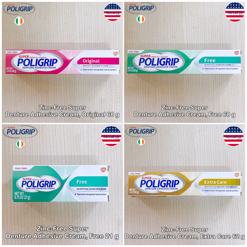 Poligrip® Zinc-Free Super Denture Adhesive Cream ครีมติดฟันปลอม ครีมกาวติดฟันปลอม Polident