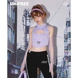 UNIFREE x Hello Kitty เสื้อยืดแขนกุดคอจีน คิตตี้ ลิขสิทธิ์แท้