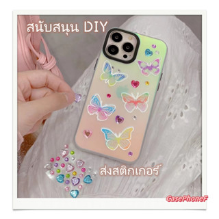 ✨ส่งของขวัญ✨เคส for iPhone 11 14 Pro Max Case for iPhone 12 13 ป้องกันการตก การป้องกัน สนับสนุน DIY รูปหัวใจ ส่งสติกเกอร