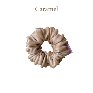 Caramel ยางรัดผมผ้าซาติน(เงา) Satin Scrunchies ยางมัดผม ยางรัดผมโดนัท