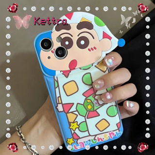 💜Kettra💜ป้องกันการหล่น ขอบเต็ม iPhone 11 14 pro max การ์ตูน เครยอนชินจัง ความคิดสร้างสรรค์ case for iPhone 12 13