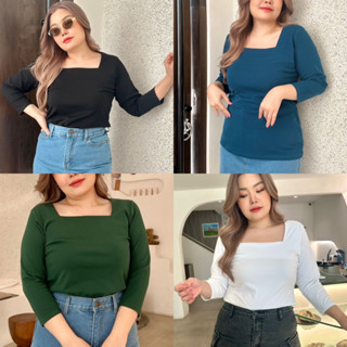 Grace Top 🥞🦕 เสื้อยืดแขนยาวคอเหลี่ยมสาวอวบ