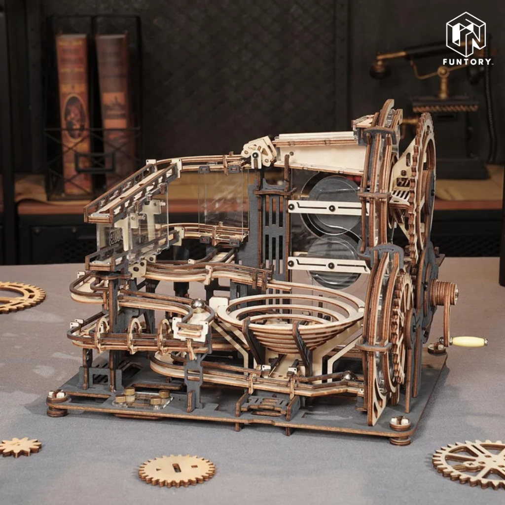 พร้อมส่ง EN.ver   Funtory ตัวต่อไม้ Marble Run ของเล่น DIY Marble Night City ของขวัญ ROKR LGA01