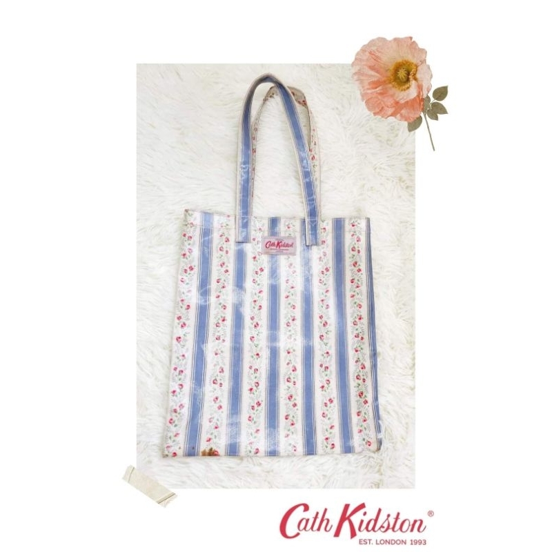Used Cath Kidston bookbag oc tea rose stripe แท้มือสอง กระเป๋าใส่หนังสือเรียน