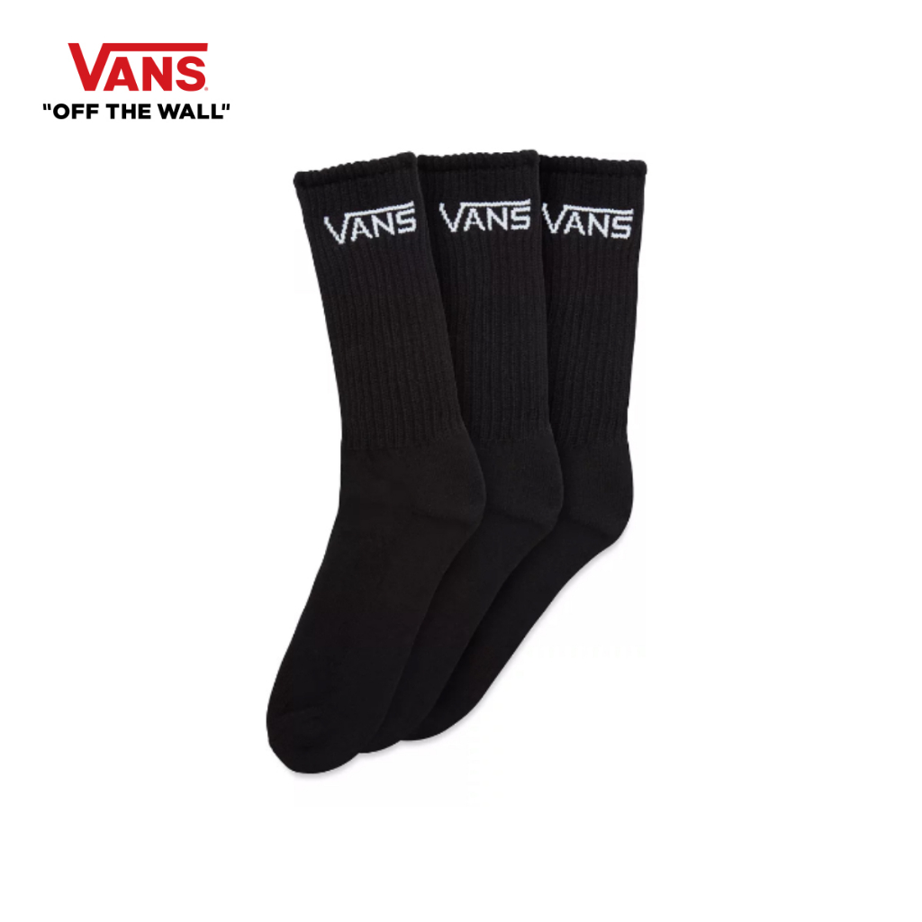VANS CLASSIC CREW SIZE 9.5-13 SET 3 PACK - BLACK ถุงเท้า