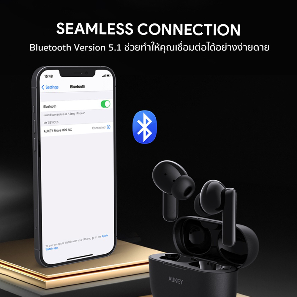 AUKEY หูฟังบลูทูธไร้สาย True Wireless รุ่น EP-M1S