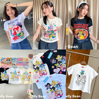 เสื้อยืดพอดีตัว Jelly Bean🐙 ทรงสลิมเข้าเอว ผ้าคอตตอนเนื้อหนา มีหลายลาย