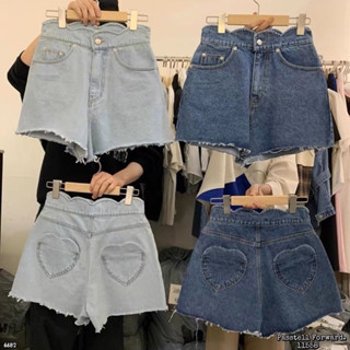 🇰🇷New🇰🇷  Korea denim short pants  ขาสั้นยีนเกาหลีขอบหยัก ทรงสวย ดีไซน์กระเป๋าหลัง