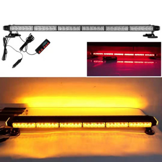 หลอด LED ไฟไซเรนไฟติดหลังคามาใหม่ 95cm 6 ท่อน 4 หน้ามีข้าง 6W 12V-24V พร้อมขาแม่เหล็กสีแดง สีเหลือง พื้นดำ กันน้ำ100%