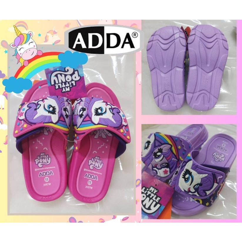 รองเท้าแตะโพนี่ ADDA รองเท้าแตะเด็ก สีม่วงและสีชมพู สีสันสดใส ทนทาน นุ่มใส่สบาย