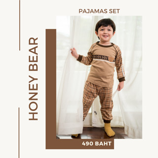 HoneyH Honey Bear 24 - ชุดนอนเด็ก Pajamas ลายตารางเข้ม