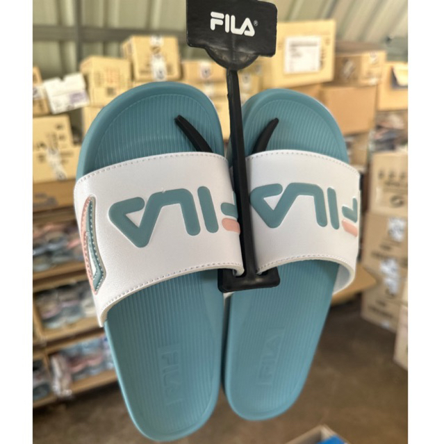 Size.39 สีฟ้า [ลิขสิทธิ์แท้จากชอป] (ราคาป้าย 690) FILA Supreme รองเท้าแตะผู้หญิง