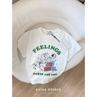 Aviva studio 💚🤍เสื้อยืดคอลายดัลเมเชียน เว้าหลัง