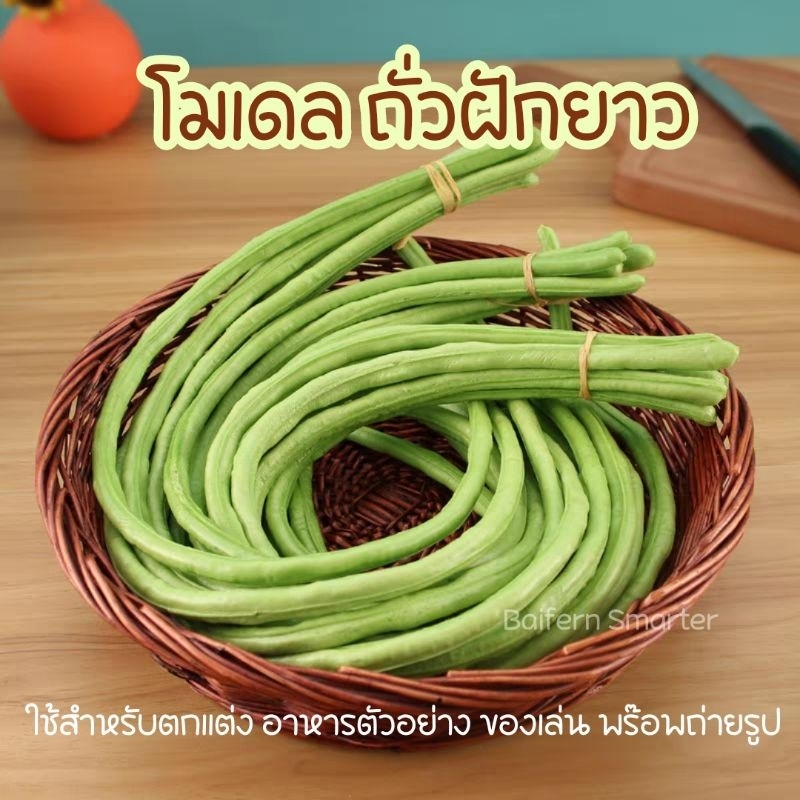 ถั่วฝักยาวปลอม​ ผักปลอม ผักผลไม้ปลอม สำหรับตกแต่งร้านอาหาร แต่งบ้าน แต่งร้านค้า ตกแต่งห้องครัว ตู้โชว์อาหาร (มัดละ6เส้น)