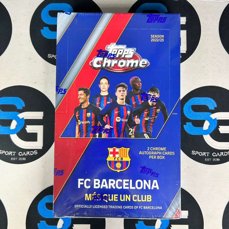 2022-23 Topps Chrome Barcelona Soccer Box กล่องสุ่ม การันตี 2 ลายเซ็นต่อกล่อง [พร้อมส่ง] - SG การ์ดฟุตบอล