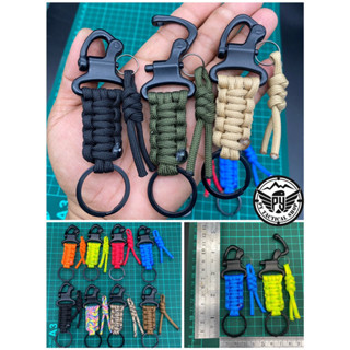 พวงกุญแจปลดล็อครวดเร็ว ถักเชือกparacord 4mm. ตะขอเกี่ยวโลหะอย่างดีปลดเร็ว ใช้งานสะดวกรวดเร็ว ความยาว 11 cm.