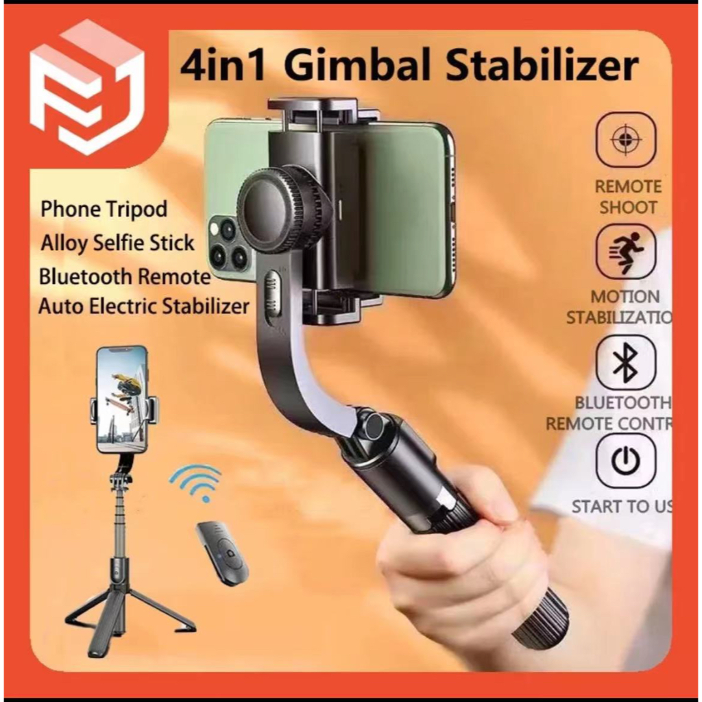 4in1 L08/Q18/Q08 Gimbal Stabilizer ไม้เซลฟี่ ระบบกันสั่น กันสั่นสำหรับมือถือขาตั้งกล้อง ด้วยรีโมทควบคุมบลูทู