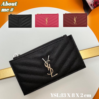 นักบุญลอเรนต์  Saint Laurent CASSANDRE SAINT LAURENT MATELASSÉ FRAGMENTS ที่ใส่บัตรซิป YSL card holder สุภาพสตรี