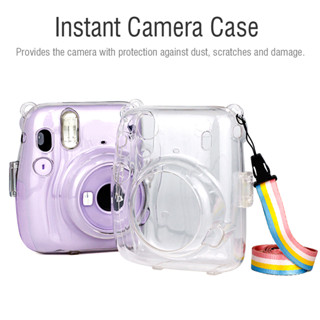 เคสกล้อง สีใส พร้อมสายสะพายไหล่ สําหรับ Fujifilm Instax Mini 11 Camera