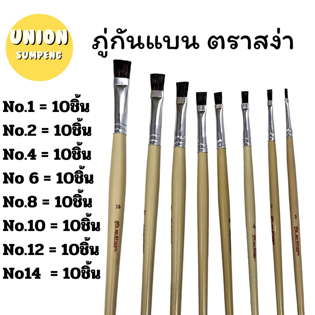 (USP)💯แท้ขายส่ง💯(แพ็ค10ด้าม) ภู่กันแบน สง่า มะยุระ พู่กัน แบบแบน เบอร์ 1-14 สง่า พู่กันสีน้ำมัน แปรงระบายสี (10ด้าม)