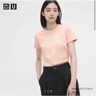 Used once เสื้อยืดคอกลม Uniqlo U รุ่นญาญ่า U Crew Neck T-shirt สี PINK ไซส์ XL