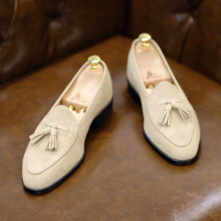 British รองเท้าหนัง Tassel Belgian Loafer Suede (Unlined)