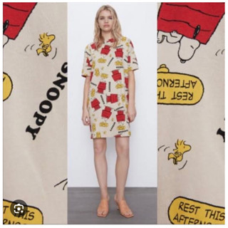 เดรส Zara snoopy peanutsไซส์s สนู้ปปี้