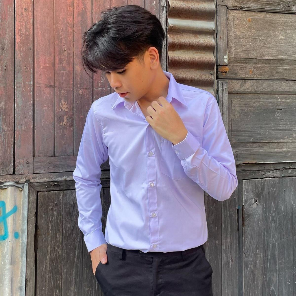 เสื้อเชิ้ตแขนยาว เสื้อนักศึกษาชาย สีขาวโอโม่ ทรงเข้ารูป – โปรปัง