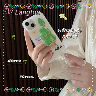 🌈Langton🌸ป้องกันการหล่น ขอบเต็ม ขาตั้ง ถอดได้ iphone 11 14 pro max การ์ตูน เล็กและสด สีขาว น่ารัก case for iPhone 12 13