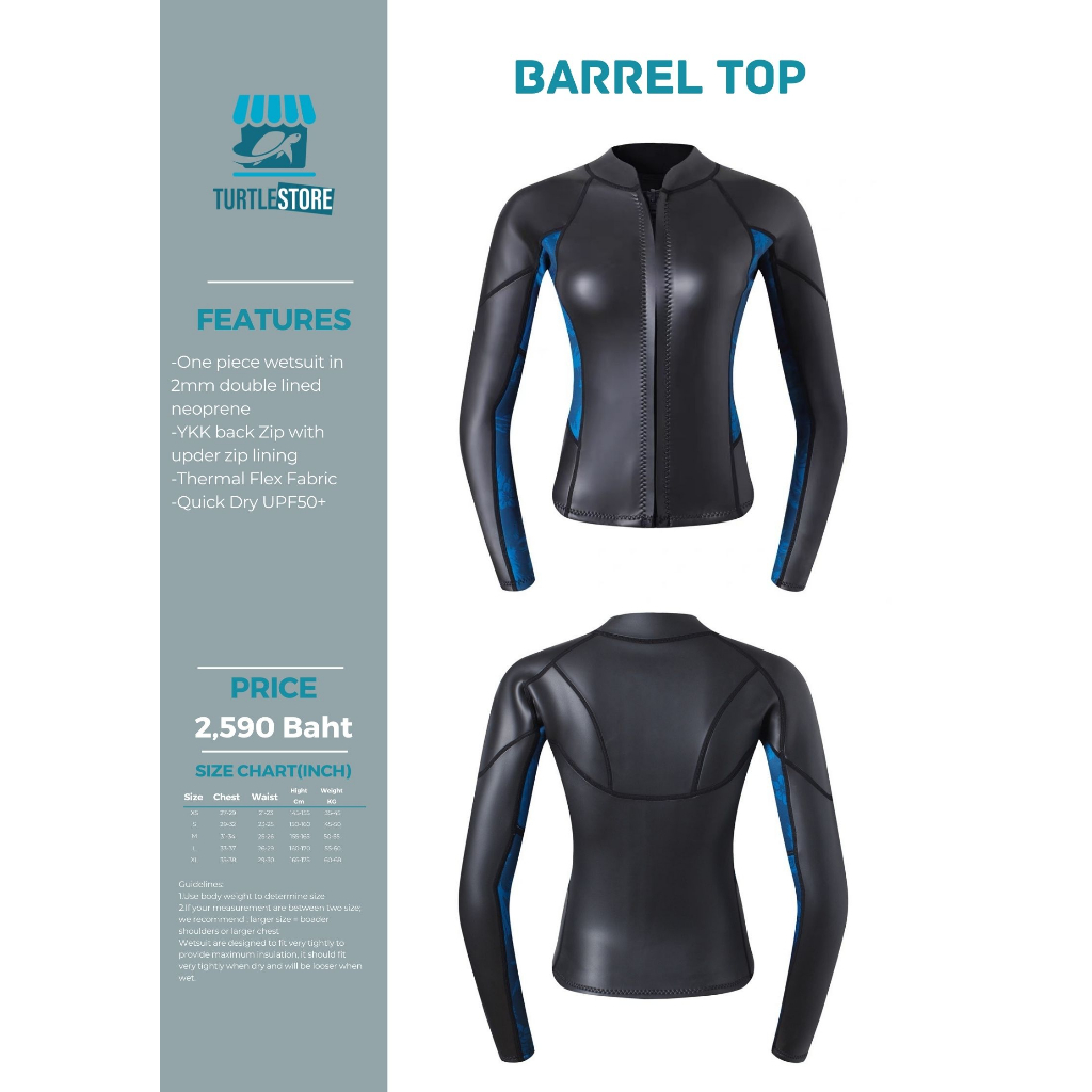 Women Top Neoprene 2m wetsuit women ชุดดำน้ำ พร้อมส่ง
