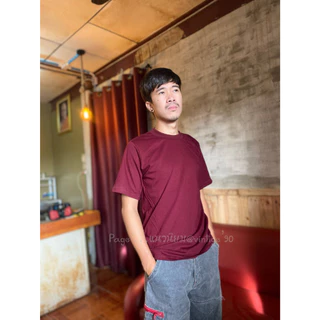 เสื้อยืดสีพื้นcottonวินเทจ/คอกลม/ใส่ได้ทั้งช/ญ