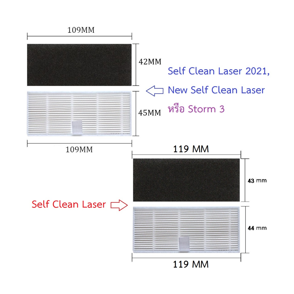 แผ่นกรอง HEPA filter อะไหล่ หุ่นยนด์ดูดฝุ่น Mister Robot รุ่น Self Clean Laser, AutoBot รุ่น Storm 3