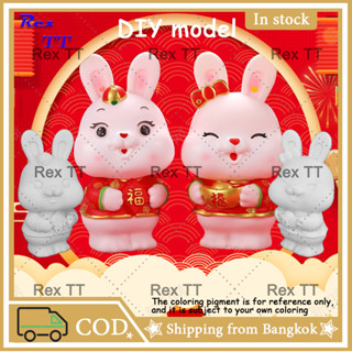 Rex TT  Cute rabbit white model cartoon DIY coloring piggy bank fall resistant birthday gift idea