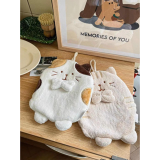 พร้อมส่ง ผ้าเช็ดมือ แมวเหมียว 🐱น้องแมวอ้วนกลมปุ๊กปิ๊ก น่ารักน่าเอ็นดูมากค่า เนื้อสัมผัสกำมะหยี่ นุ่มนิ่มฟินมือ