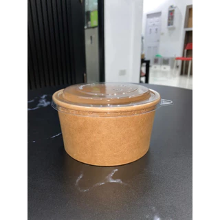 ถ้วยกระดาษคราฟ 750ml / 1000ml / พร้อมฝาปิด (25ชุด)