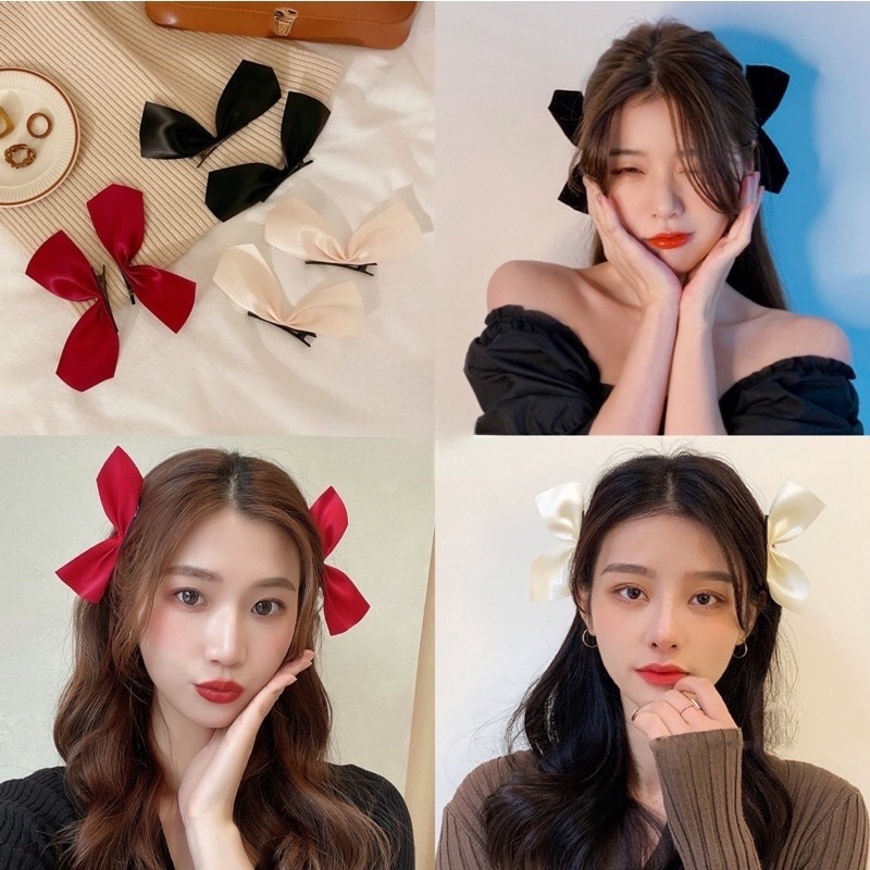 [พร้อมส่งในไทย-2 ชิ้น] กิ๊บติดผมจีซูแฟชั่นเกาหลี  หลากหลายสี ทรงโบว์ ไม่ขาด ไม่หลุดง่าย ใช้ได้ทั้งเด็กและผู้ใหญ่ ผ้าดี