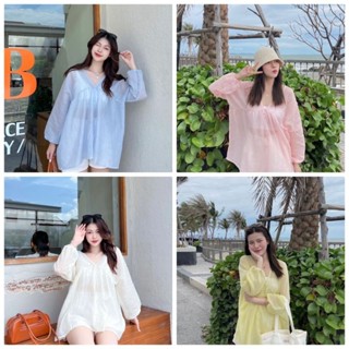 เสื้อคอวีเนื้อผ้าบางสบายเหมาะกับใส่ไปทะเลมากๆๆ ใส่ได้ทั้งสองด้าน 🧺Size:อก 32’’-46