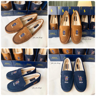 แท้💯% 📍Polo Ralph Lauren Womens Genuine Suede Collins Bear Moccasins