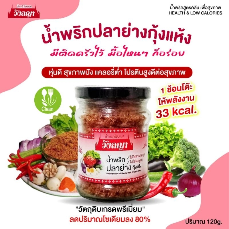 (กระปุกใหญ่) น้ำพริกคลีน ลดโซเดียมลง 80% ใช้ Stevia แท้ ไม่ใส่น้ำตาล ผ่านกระบวนการอบ ไร้น้ำมัน อร่อย