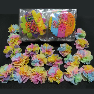 600แผ่น ห่อได้200เหรียญ รุ่นสีรุ้ง กระดาษสาห่อเหรียญโปรยทานพร้อมหนังยาง ยกโหล 50แผ่น x12ถุง ไม่ต้องเสียเวลาจัดสี พับง่าย