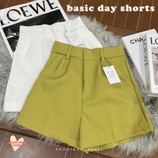 seoulday_stuff◆(BDS006) Basic Day Shorts กางเกงขาสั้นเอวสูง Sz.XS-4XL สีสวยตรงปก เนื้อผ้าดีใส่สบาย กางเกงสีเหลืองขาสั้น