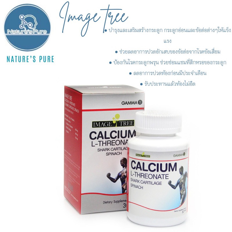 Image Tree GAMMA1 Calcium L- Threonate  แคลเซียม แอล-ทรีโอเนต 800 มก. กระดูกอ่อนปลาฉลาม 300 มก. ผักโ