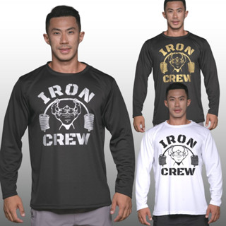 IRON CREW เสื้อแขนยาวนักกล้าม  Men’s Bodybuilding Long Sleeve Athletic Gym Shirt