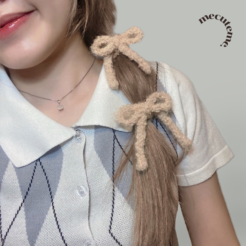 mecuteme. — Teddy Baby Bows โบว์ผูกผมไหมพรม น่ารัก นุ่มนิ่ม สไตล์เกาหลี